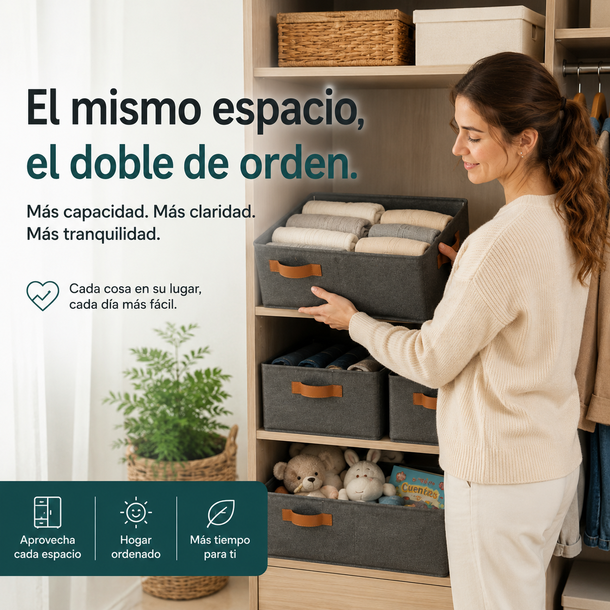 PACK 3 CANASTAS ORGANIZADORAS PLEGABLES