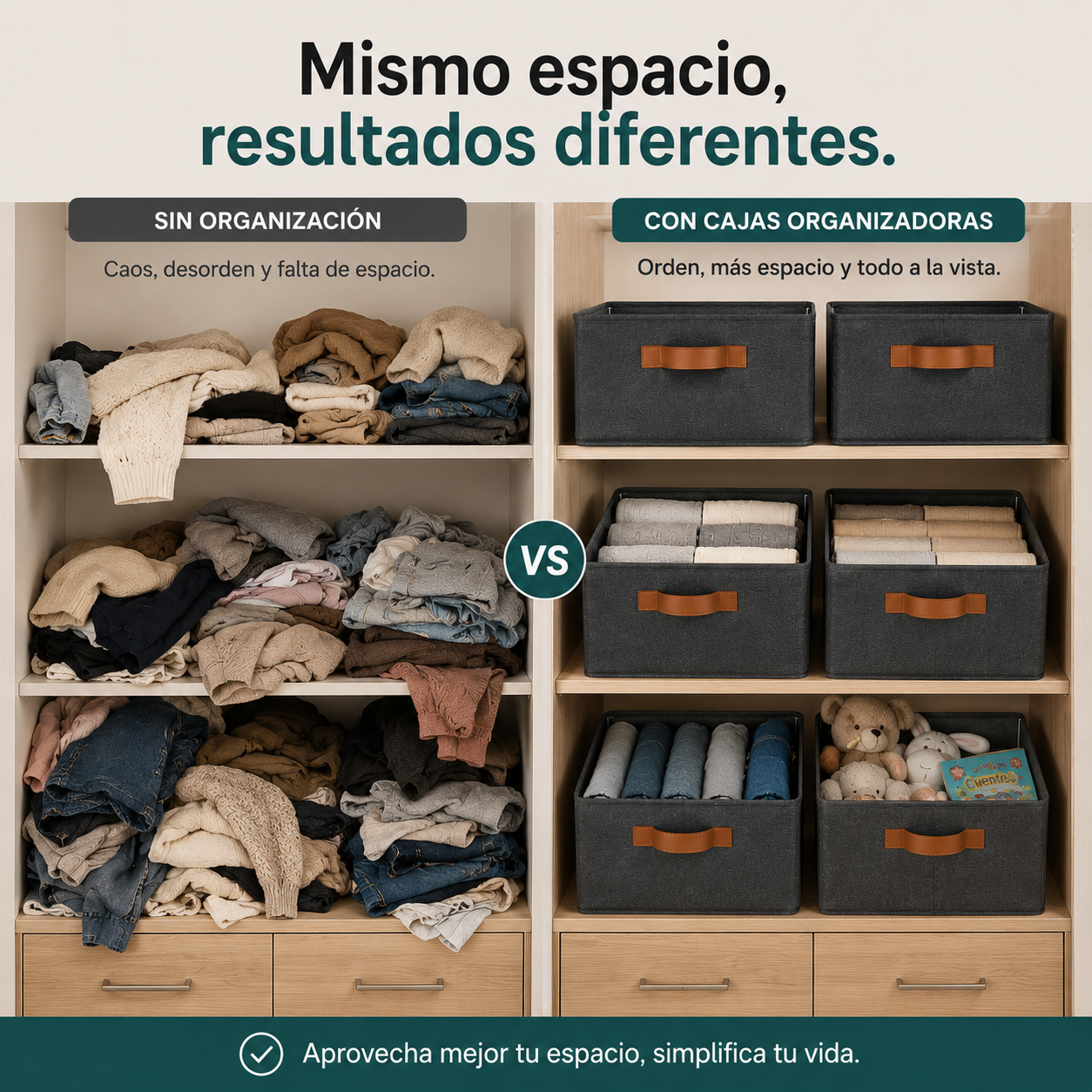 PACK 3 CANASTAS ORGANIZADORAS PLEGABLES