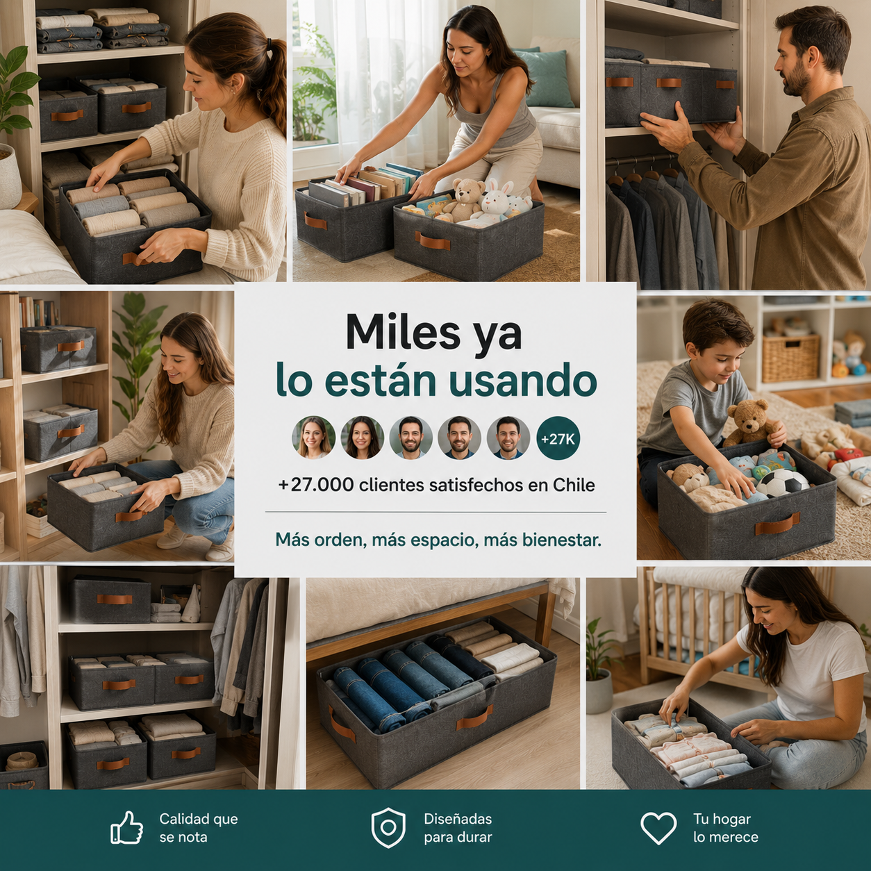 PACK 3 CANASTAS ORGANIZADORAS PLEGABLES