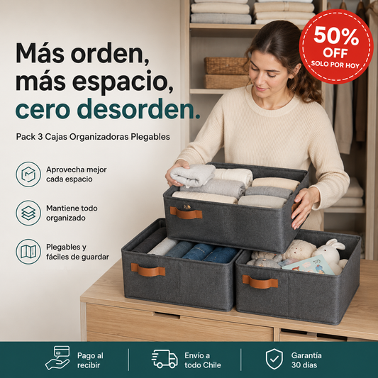 PACK 3 CANASTAS ORGANIZADORAS PLEGABLES